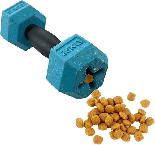 Max Fusion Made with Nike Grind, Dumbbell Dog Toy, Blue Treat Dispenser, Natural Rubber Chew Toy for Medium & Large Dog Breeds & Puppies, Dental Health, Puzzle, Reward Play, Training Toy