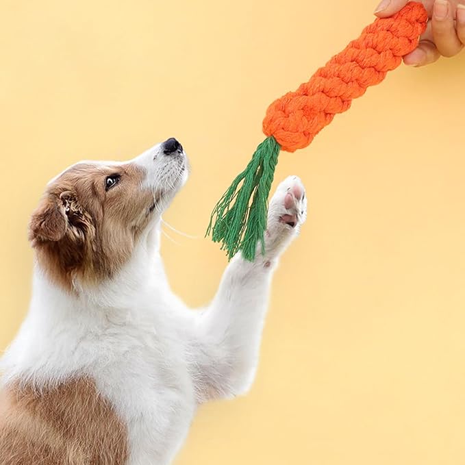Carrot Dog Rope Toys for Aggressive Chewers, Durable Cotton Chew Toys for Small/Medium/Large Dogs, Puppy Teething Toys for Teeth Cleaning