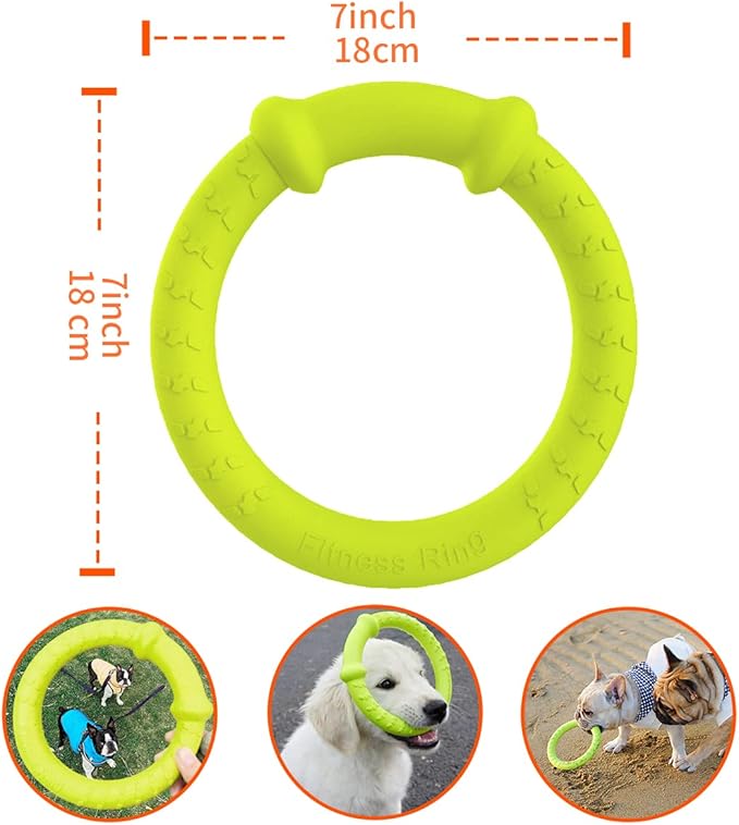 LaRoo Dog Flying Ring Toys, Floating Flying Disc ABS Durable Interactive Chew Toys for Training Outdoor Playing Puppy Medium Large Dogs (Small Green/18cm)