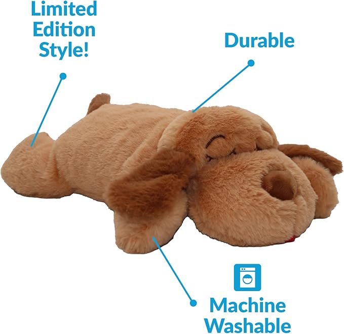 Original Snuggle Puppy Toys - Heartbeat Puppy for Dogs - Pet Anxiety Relief and Calming Aid - Comfort Dog Toys for Behavioral Training in Sleeping Biscuit
