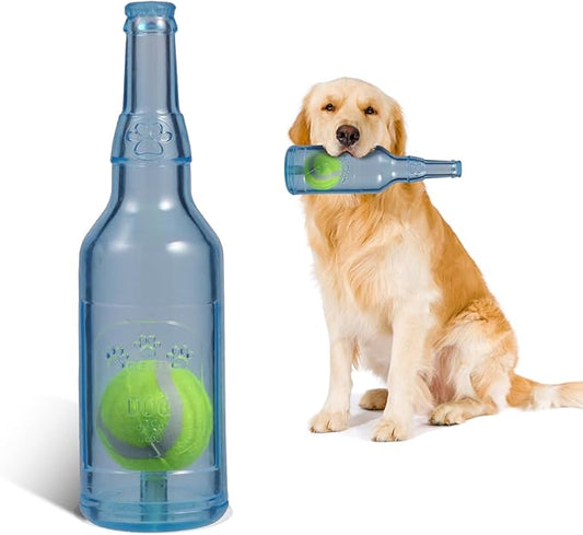 Indestructible Dog Toys for Aggressive Chewers, Contains Tennis Ball, Durable Squeaky Dog Toys (Blue, S)