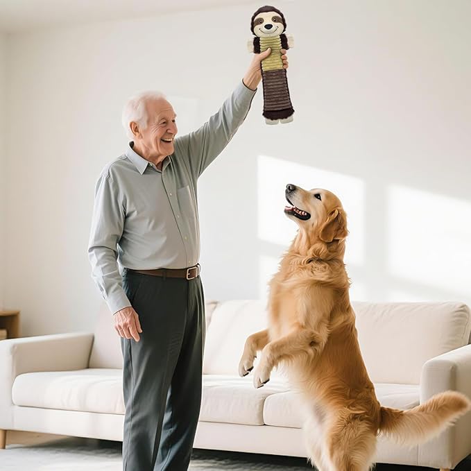 2 Pack No Stuffing Dog Squeaky Toys,Dog Chew with Crinkle and Squeaker,Cute Animal Plush to Keep Them Busy, Suitable for Large, Medium and Small Breeds (Donkey&Sloth