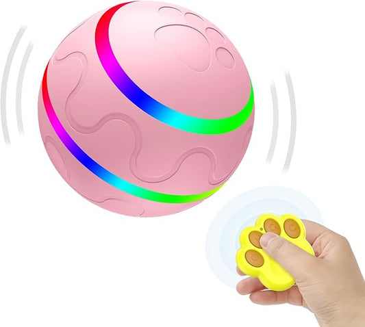 Interactive Dog Toys Dog Ball - 2025 Newly Upgraded Durable Motion Activated Automatic Moving, Bouncing, and Rotating Ball for Medium/Large Dogs, USB Rechargeable,Pink