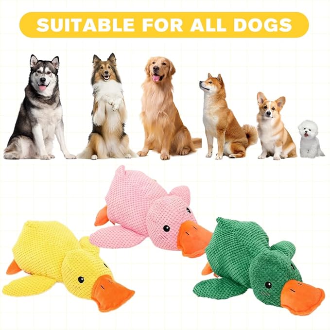 Quack-Quack Duck Dog Toy,Durable Plush Chew Toy with Sounds,Stuffed Plush Calming Duck Dog Toy for Indoor Puppies and Senior Pups (Green, Small)