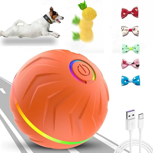 Interactive Dog Toys Dogs Ball,Moving Dog Toy with Touch Activated,Anti Boredom Dog Toys for Small Medium Dogs,Tough Motion Activated Automatic Vibrating Dog Ball,USB Rechargeable(Orange)