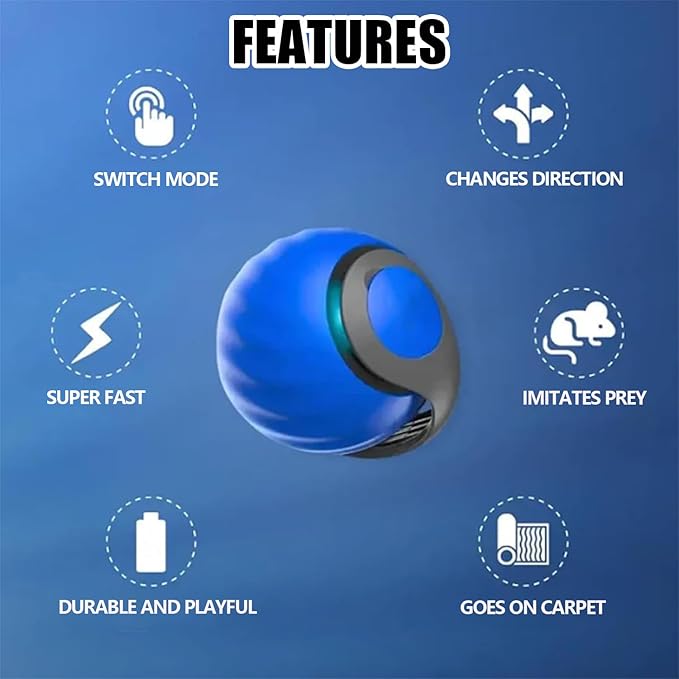 Smart Interactive Cat Toy,2025 New Generation Interactive Cats Toys,Interactive Cat Toys for Indoor C at Ball,Automatic Moving Cats Toy Ball with Tail (Blue)