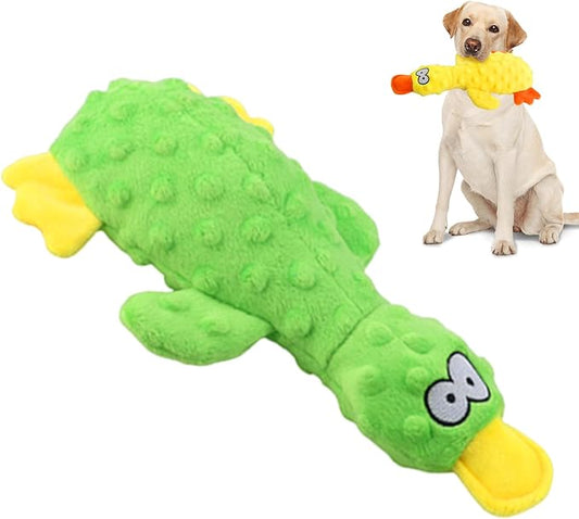 Quack-Quack Duck Dog Toy,Durable Plush Chew Toy with Sounds,Stuffed Plush Calming Duck Dog Toy for Indoor Puppies and Senior Pups (A-Green, Small)