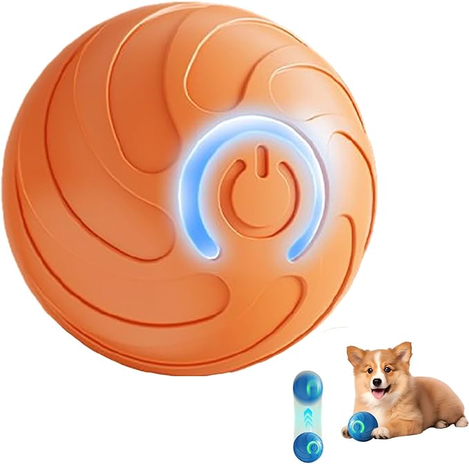 Smart Jumping Ball Dog Toy, 2025 New Vibrating Dog Ball, Interactive Bouncing Toys for Small Medium Large Dogs (Orange)