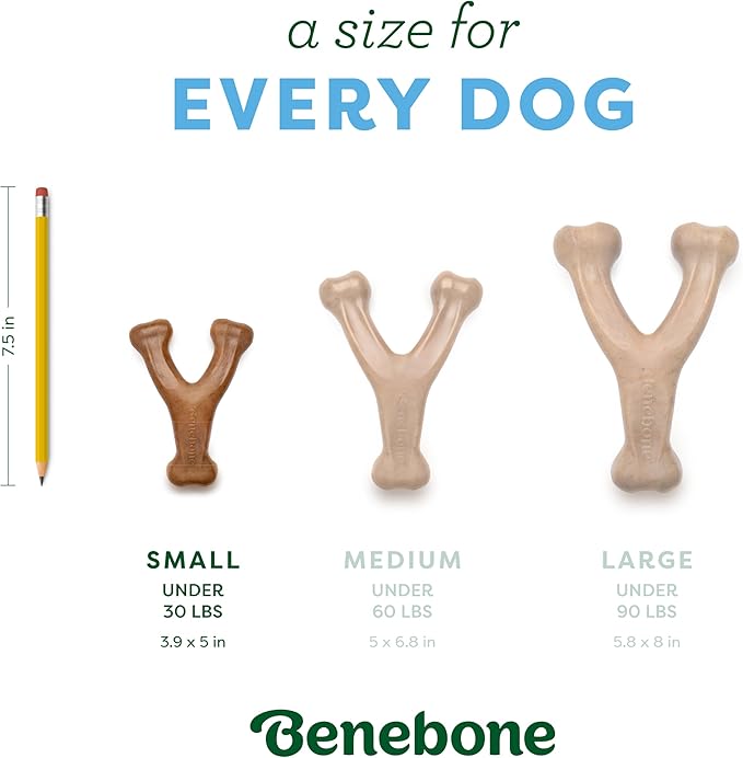 Benebone Wishbone Durable Dog Chew Toy for Aggressive Chewers, Duck, Made in USA, Small