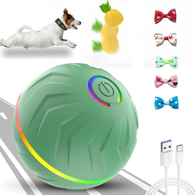 Interactive Dog Toys Dogs Ball,Moving Dog Toy with Touch Activated,Anti Boredom Dog Toys for Small Medium Dogs,Tough Motion Activated Automatic Vibrating Dog Ball,USB Rechargeable(Green)