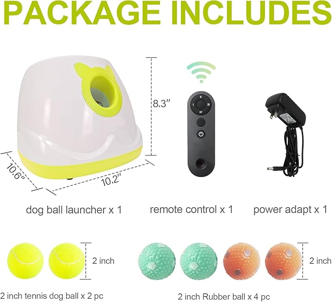 BESTHLS Automatic Dog Ball Launcher Interactive Tennis Ball Thrower Machine for Small Medium Dogs Fetching Distance 10-30ft (White2, Remote Included)