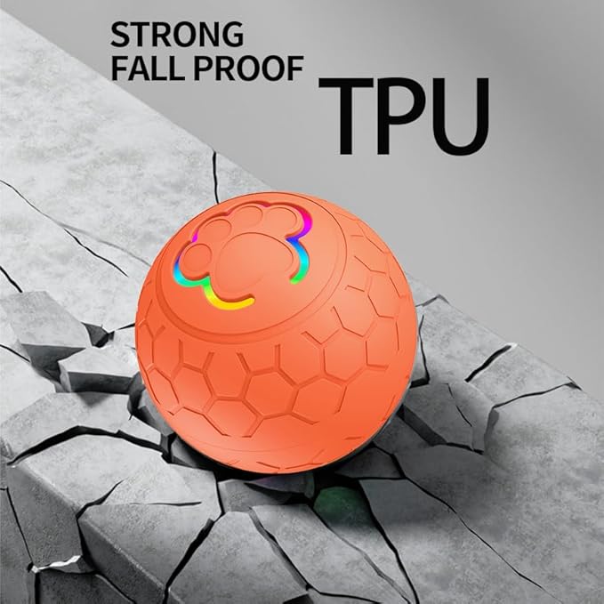 Smart Interactive Dog Toys Ball, Auto Bouncing Rotating Ball, Moving Pet Toys for Small Dogs Under 20 lbs - 2.2 Inch Puppy Toy for Indoor/Outdoor Play, USB Rechargeable, Fun Gift for Boredom, Orange