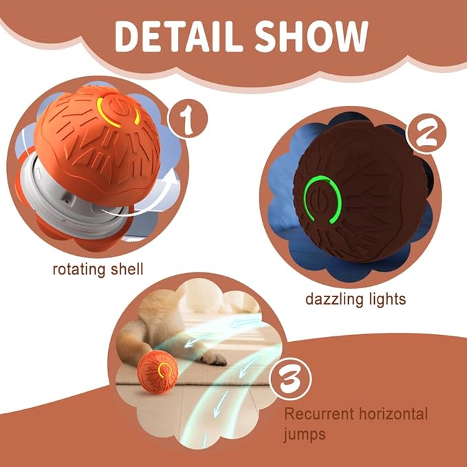 2PCS Dog Ball, 2025 Upgrade Vibrating Dog Ball Interactive Pet Balls Shaky Toy, USB Rechargeable Smart Shaking Pet Bounce Balls Automatic Moving Pet Toy for All Dogs (#C1)