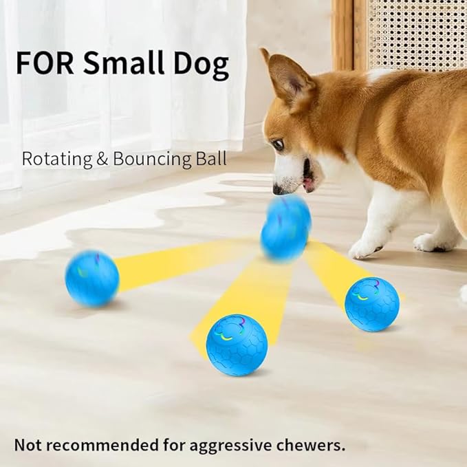 Smart Interactive Dog Toys Ball, Auto Bouncing Rotating Ball, Moving Pet Toys for Small Dogs Under 20 lbs - 2.2 Inch Puppy Toy for Indoor/Outdoor Play, USB Rechargeable, Fun Gift for Boredom, Blue