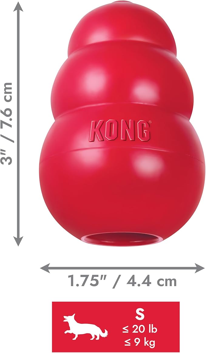 KONG Classic Stuffable Dog Toy - Fetch & Chew Toy for Dogs - Treat-Filling Capabilities & Erratic Bounce for Extended Play Time - Durable Natural Rubber Material - for Small Dogs