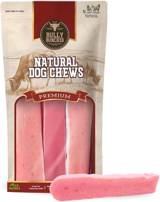 Bully Bunches Premium Fruit-Flavored Himalayan Yak Chew for Dogs - 100g, All-Natural, Long-Lasting, Authentic Yak Milk, Healthy Dental Chew, High-Protein (Medium Strawberry - 3Pk, Strawberry)