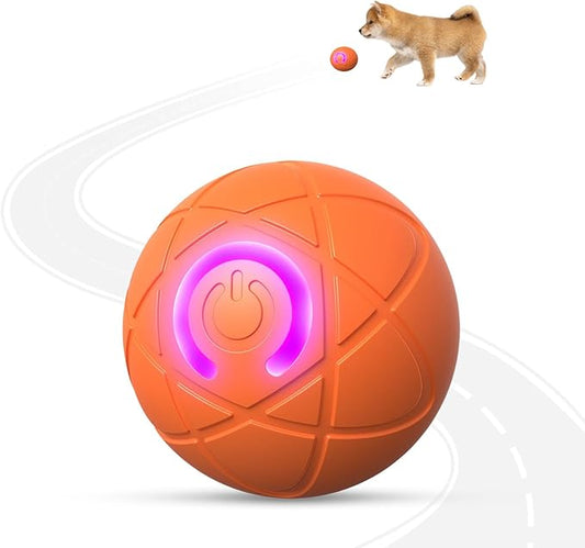 Interactive Dog Toys for Small Dogs, USB Rechargeable Smart Jumping Ball for Dogs, Chew-Resistant TPE & BPA-Free Vibrating Dog Ball, LED Light-Up Play for Mental Stimulation & Indoor Play (Orange)