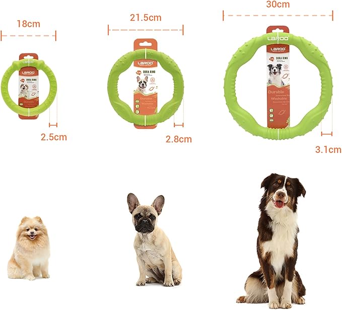 LaRoo Aggressive Chewer Toys - Floatable Flying Disc & Tug Toys for Dog Play, Fetch & Catch