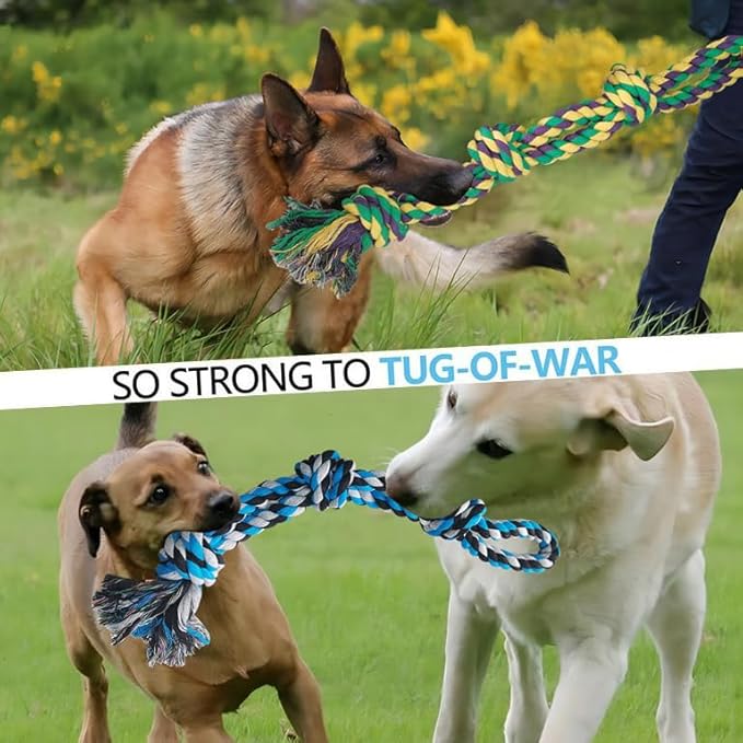 2 Pack Dog Rope Toys for Large Breed Aggressive Chewers, Nearly Indestructible Chew Rope Tug of War Toy for Dogs, Interactive Toy for Boredom, Teeth Cleaning (390g/each)
