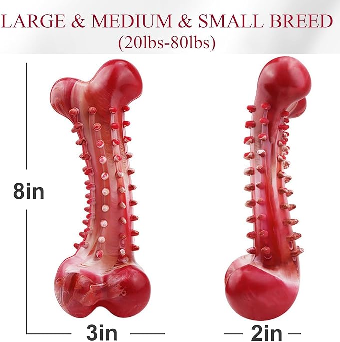 LosFong Tough Bone Dog Chew Toys for Aggressive Chewers, Bacon Flavor Indestructible Dog Toy for Medium & Large Breeds, Durable Chew Toys to Keep Them Busy, Reduce Boredom, Teeth Cleaning