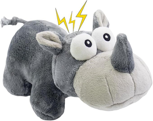 Squeaky Dog Toy Cute Chew Toys with Crinkle Paper Durable Hours of Fun for Small Puppy Middle and Large Dogs Stuffed Toys Rhinoceros