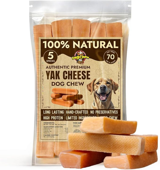 Tibetan Dog Chew Yak Cheese Sticks for Aggressive Chewers | Natural, Long Lasting & Easy to Digest with No Additives, Rawhide, Grains, or Gluten | 2 Medium, 2 Large & 1 Extra Large Chew, Mix Pack 1lb