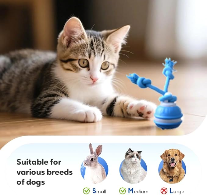 Interactive Dog Toys, Smart Touch-Activated Automatic Rolling Ball, USB Rechargeable Bouncing Dog Ball, Suitable for Cats and Small to Medium-Sized Puppies (Blue+Orange)