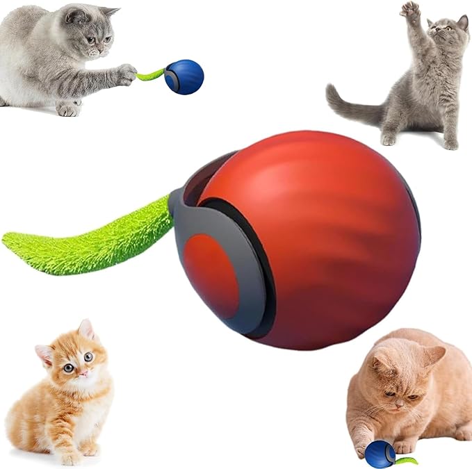 Smart Interactive Cat Toy,2025 New Generation Interactive Cats Toys,Interactive Cat Toys for Indoor C at Ball,Automatic Moving Cats Toy Ball with Tail (Orange)