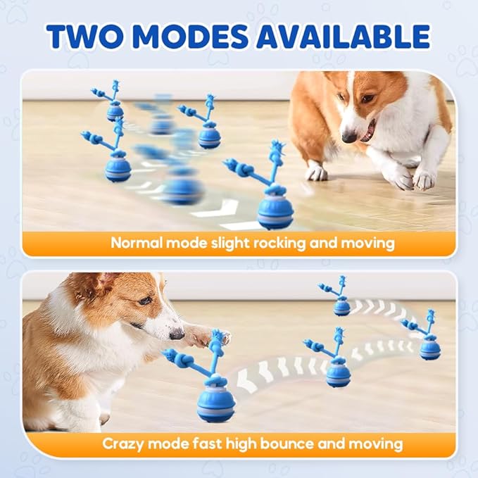 Interactive Dog Toys, Smart Touch-Activated Automatic Rolling Ball, USB Rechargeable Bouncing Dog Ball, Suitable for Cats and Small to Medium-Sized Puppies (Blue+Orange)