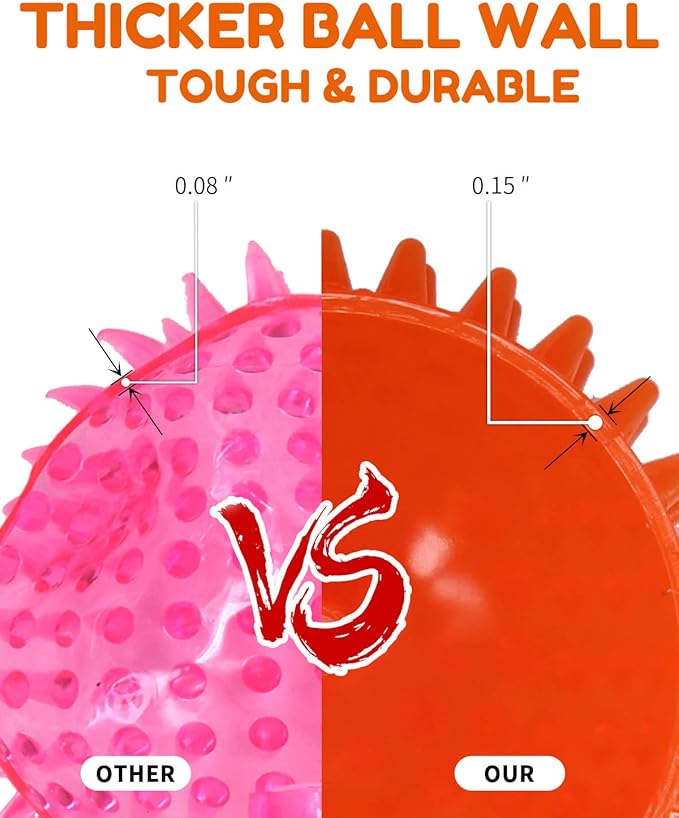 4.5” Heavy Duty Squeaky Dog Balls for Medium Large Dogs, Dog Toys for Aggressive Chewers, Spike Ball Toys for Clean Teeth and Training(2 Pack)