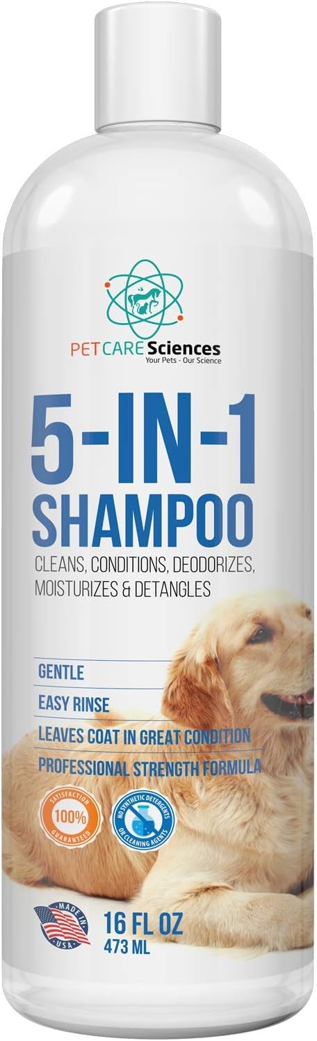 16 floz 5 in 1 Dog Shampoo for Itchy Skin - Sensitive Skin Dog Shampoo for Smelly Dogs - Dog Shampoos & Conditioners - Made in The USA