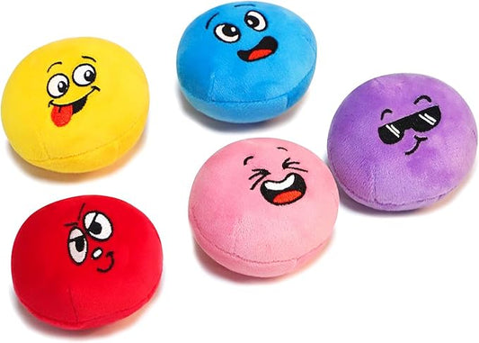 Squeaky Dog Toys, Interactive Soft Plush Puppy Toy Balls for Small Medium Breed, Cute Stuffed Pet Teething Ball Pack to Keep Dogs Busy