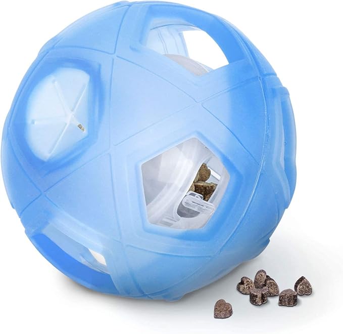 LumoLeaf Dog Treat Ball Toy, 5” Interactive Puzzle Toy for Small & Medium Dogs, Adjustable Difficulty Treat Dispenser, Slow Feeder for Mental Stimulation & Boredom Relief, Blue, 13cm