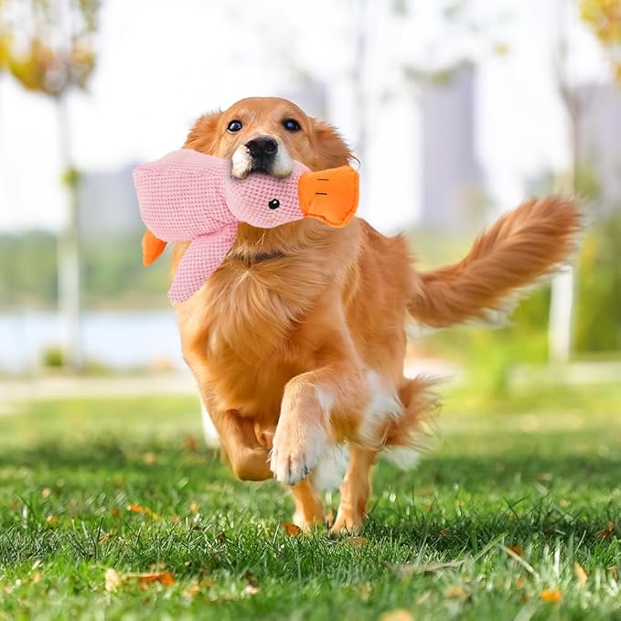 Quack-Quack Duck Dog Toy,Durable Plush Chew Toy with Sounds,Stuffed Plush Calming Duck Dog Toy for Indoor Puppies and Senior Pups (Yellow, Large)