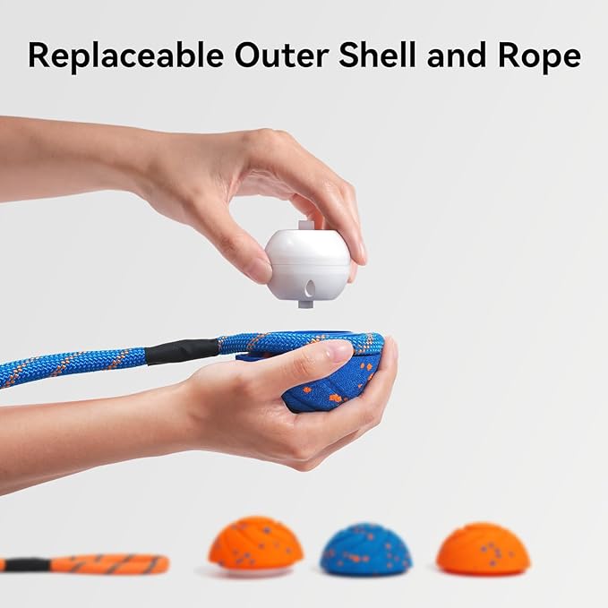 Cheerble Smart Interactive Dog Rope Toy Tug of War, Wicked Ball AIR Rope, Automatic Moving, Bouncing, and Rotating, E-TPU Material, IPX7 Waterproof Rating, Active Rolling Ball (Blue)