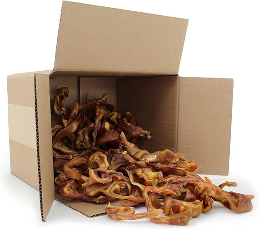 GigaBite Roasted Pig Ears for Dogs, Natural and Healthy Chews, Treats in Whole, Slices, or Sticks, Safe for Puppies and Aggressive Chewers, Clean Teeth and Gums - 2.2 pounds