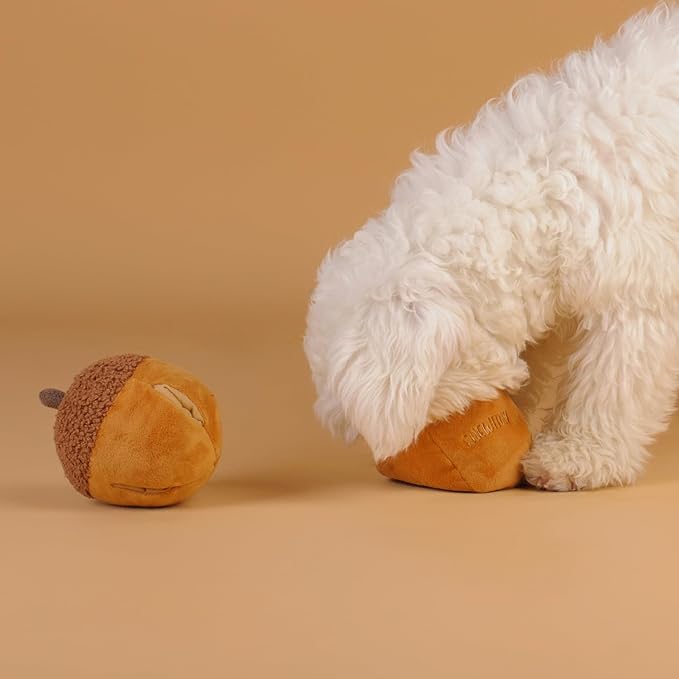 Interactive Plush Dog Toy, Enrichment Crinkle Treat Puzzle Toys for Boredom and Stimulating, Acorn Shaped Snuffle Dog Toys, Hide and Seek Toy for Small, Medium and Large Dogs
