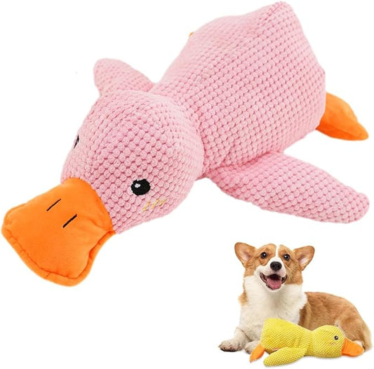 Quack-Quack Duck Dog Toy,Durable Plush Chew Toy with Sounds,Stuffed Plush Calming Duck Dog Toy for Indoor Puppies and Senior Pups (Pink, Large)