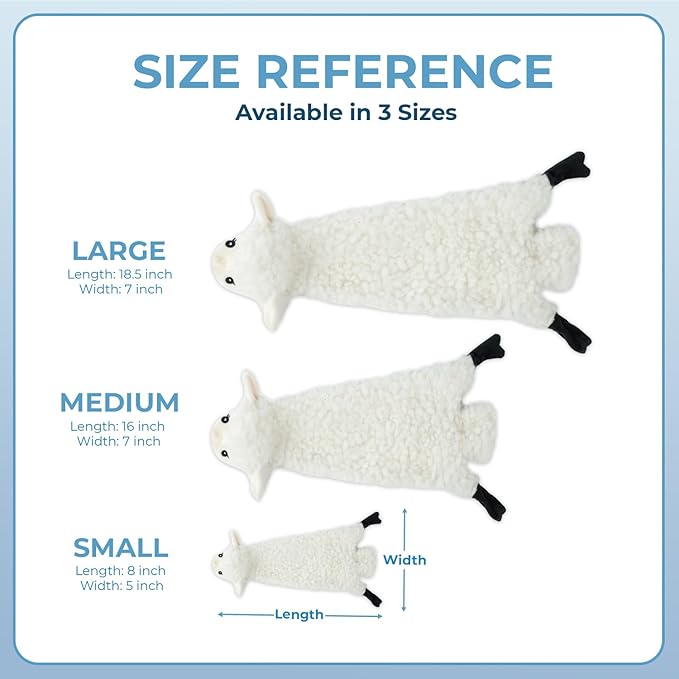 2-in-1 Stuffless Squeaky Dog Toys with Soft, Durable Fabric for Small, Medium, and Large Pets by Best Pet Supplies - No Stuffing for Indoor Play, Sheep, Cow, size L