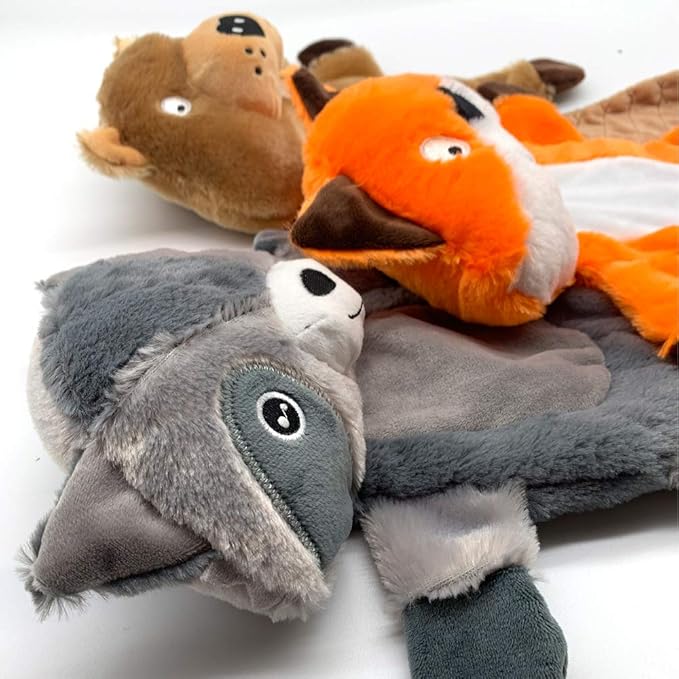 Jalousie 5 Pack Plush Toys Assortment Value Bundle Puppy Pet Mutt Squeak Toy for Medium Large Dogs (5 Pack Premium Corduroy) (1 Pack Large Plush)