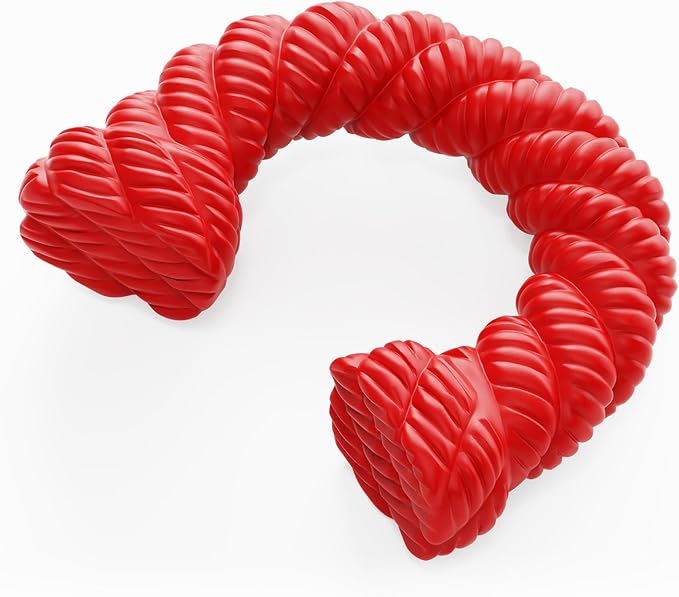 Dog Toys for Aggressive Chewers - Dog Toys for Medium Large Dogs, Toys for Traning, Indestructible Dog Toy with Beef Flavor, Natural Rubber Horseshoe-Shaped Chew Toys (Red)