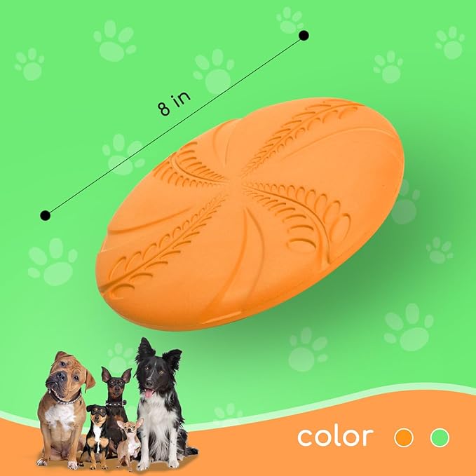 Nobleza 2 Pack Dog Flying Disc, Interactive Flyer Dog Toys for Small Medium Large Dogs to Fetch, Durable Outdoor Dog Disc Toy for Long-Distance Flies and Floats on Water, Orange & Green