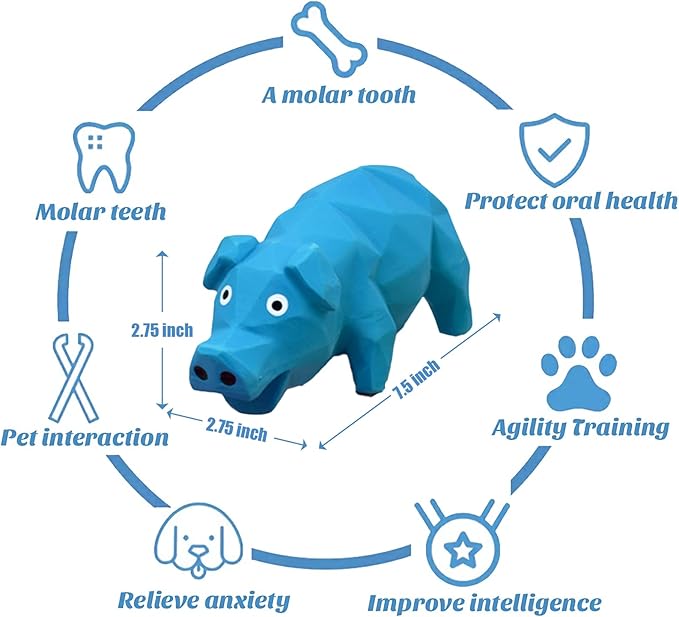 Pig Dog Toy, 3 PCS Squeaky Pig Dog Toy, Interactive Pig Dog Chew Toy That Oinks - Diamond-Shaped Rubber Dog Squeaky Toys, Durable Latex Grunting Pig Toy for Small Medium Large Dogs