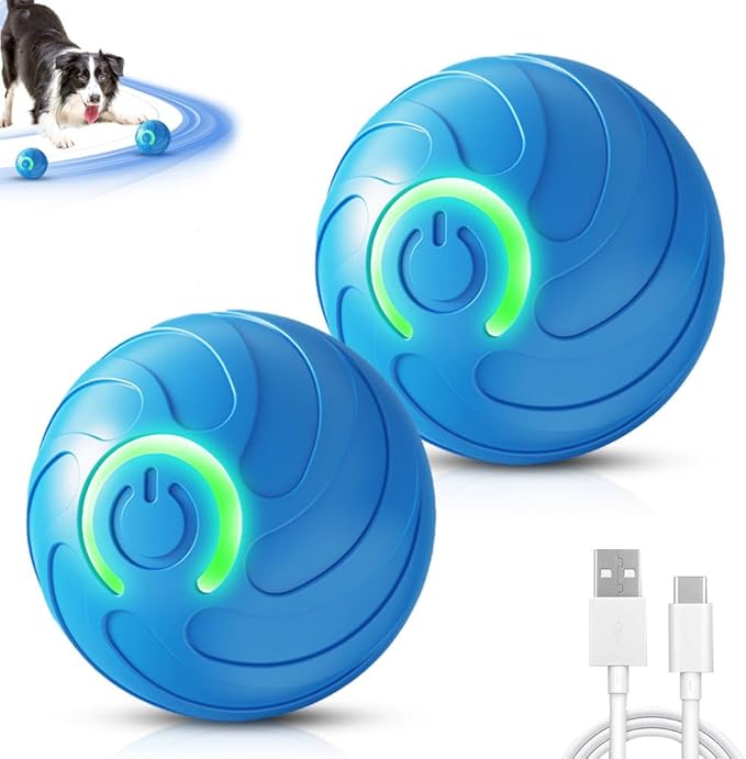2PCS Dog Ball, 2025 Upgrade Vibrating Dog Ball Interactive Pet Balls Shaky Toy, USB Rechargeable Smart Shaking Pet Bounce Balls Automatic Moving Pet Toy for All Dogs (#A1)
