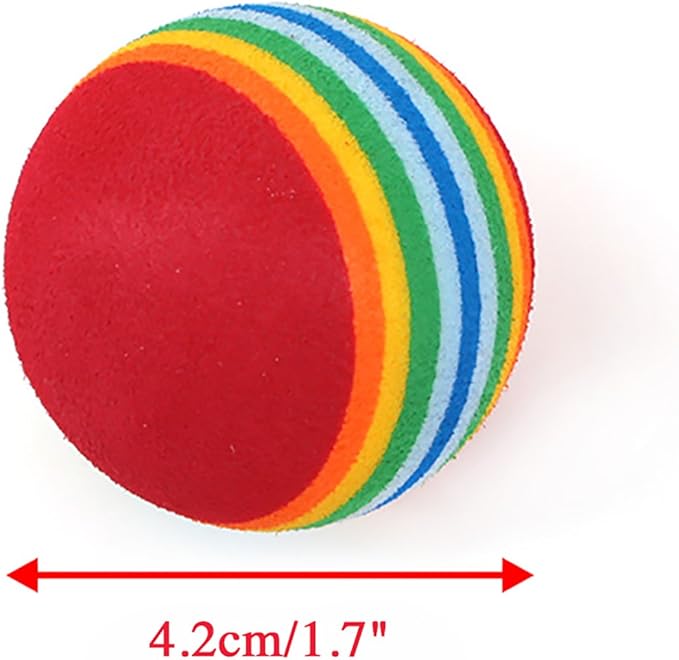 CHIWAVA 45 Pack 1.7'' Foam Cat Toys Ball Rainbow Color Balls Kitten Activity Chases Quiet Play Mix Color