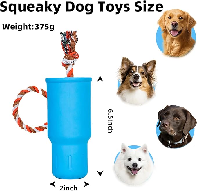 Dog Toys for Aggressive Chewers, Dog Squeaky Toys for Large Dogs, Durable Indestructible Tough Dog Chew Toys for Medium Dogs, Interactive Rubber Dog Toys to Keep Them Busy