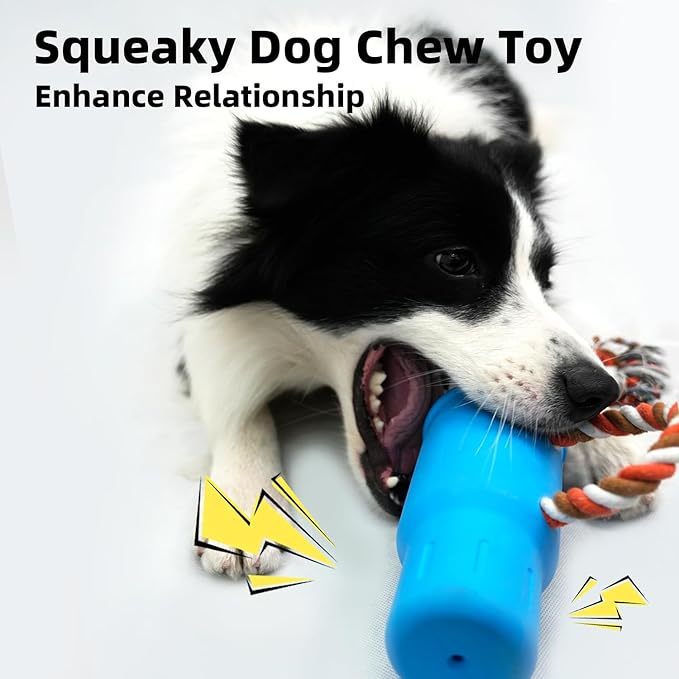 Dog Toys for Aggressive Chewers, Dog Squeaky Toys for Large Dogs, Durable Indestructible Tough Dog Chew Toys for Medium Dogs, Interactive Rubber Dog Toys to Keep Them Busy