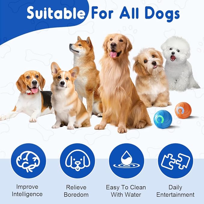 2PCS Dog Ball, 2025 Upgrade Vibrating Dog Ball Interactive Pet Balls Shaky Toy, USB Rechargeable Smart Shaking Pet Bounce Balls Automatic Moving Pet Toy for All Dogs (#A1)