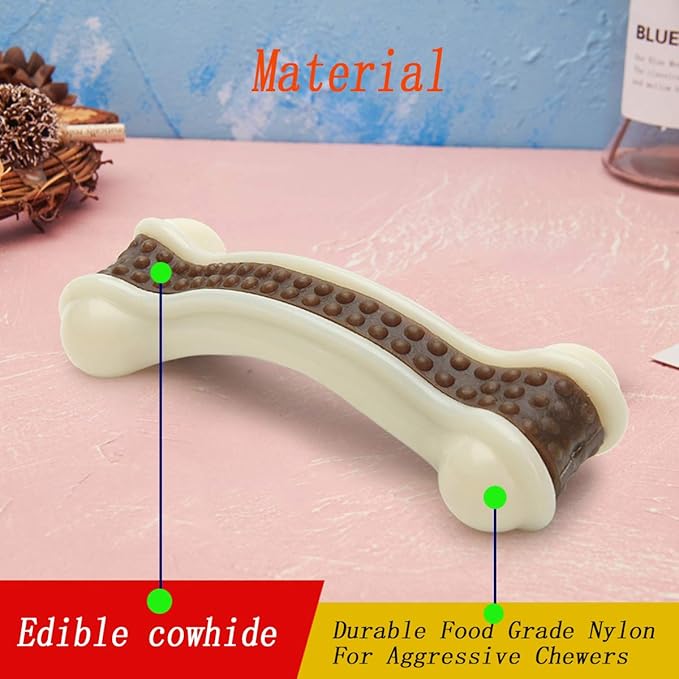 Dog Chew Toys for Aggressive Chewers Large Breed,2 Pack Beef Flavor Indestructible Dog Teething Chew Toys Bones for Large/Medium/Small Puppies,Pet Toy with Nylon