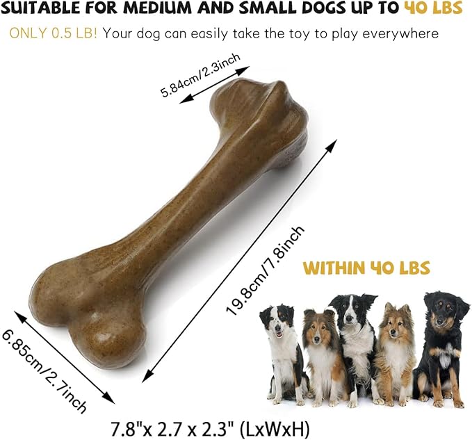 Aggressive Dog Chew Toys - Nylon Bones, Indestructible, Durable Teething Toys for Medium Large Dogs, Extreme Chew Toys, Beef Flavor (2pcs)